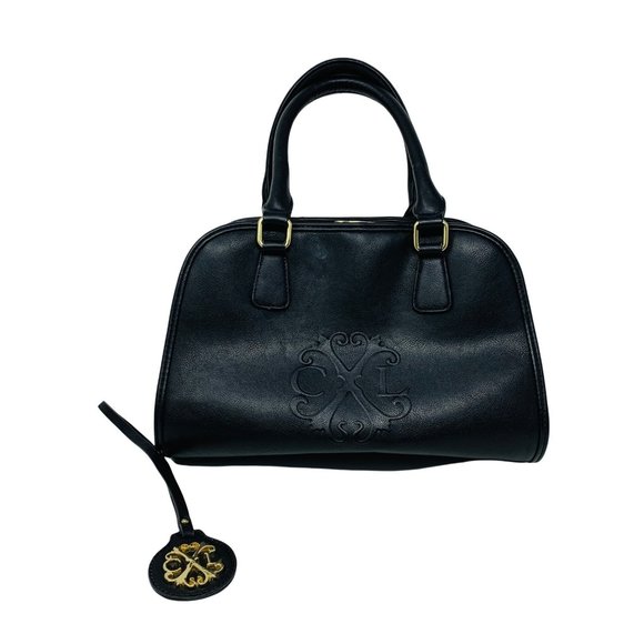 Christian Lacroix Purse Black & Gold Structured Top Handle Bag Vintage Style - Picture 1 of 10